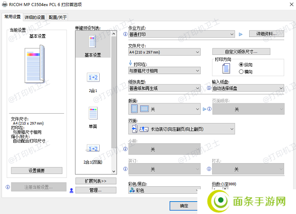 配置打印选项